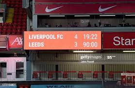 score board during the Premier League match between Liverpool and... News Photo - Getty Images